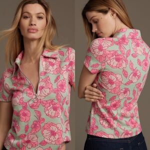 Maeve Short-Sleeve Floral Jacquard Top